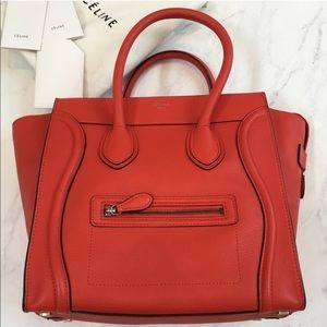 Authentic Celine Luggage Mini in Vermillion